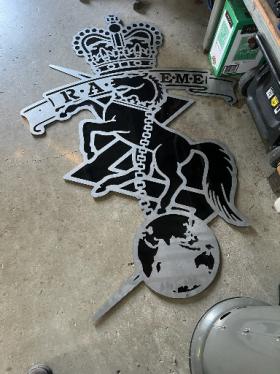 Door Prize 1.7m RAEME Badge cut out by AEV Water Jet - won by JuggsMaloney
