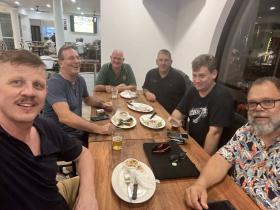 L-R Pete Matthews Doug Merry Brian Robb Max Walker Ty Bodle Wally Eremas March 2022 Courtesy P Matthews