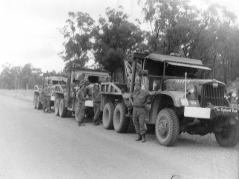 Wreckers at Shoal Water Bat Ex Get Set 1967.  Note the white crosses on the door to indicate that we were neutral.