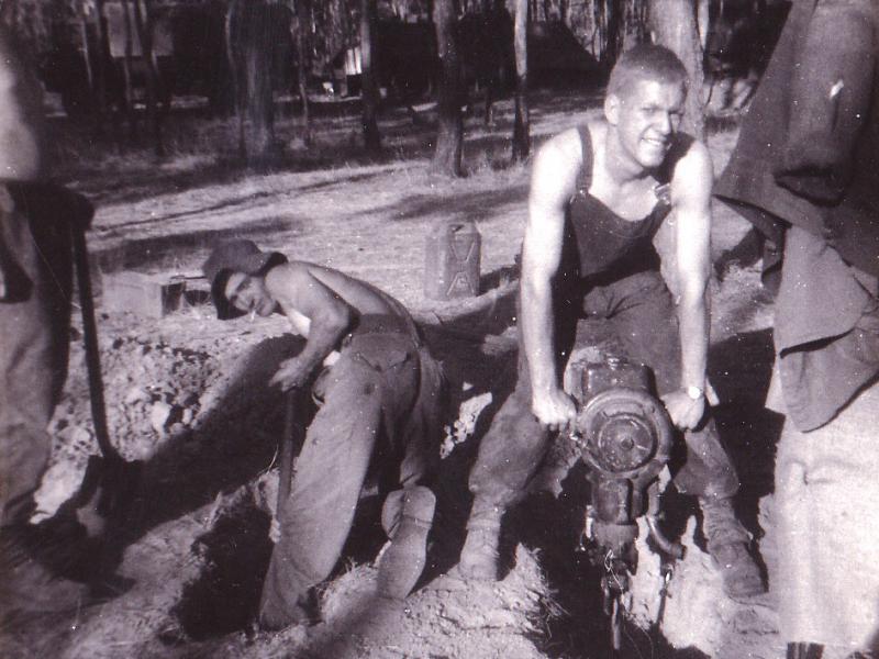 Ian Townsley digging latrines at Shoal Water Bay on Exercise Get Set 1967.