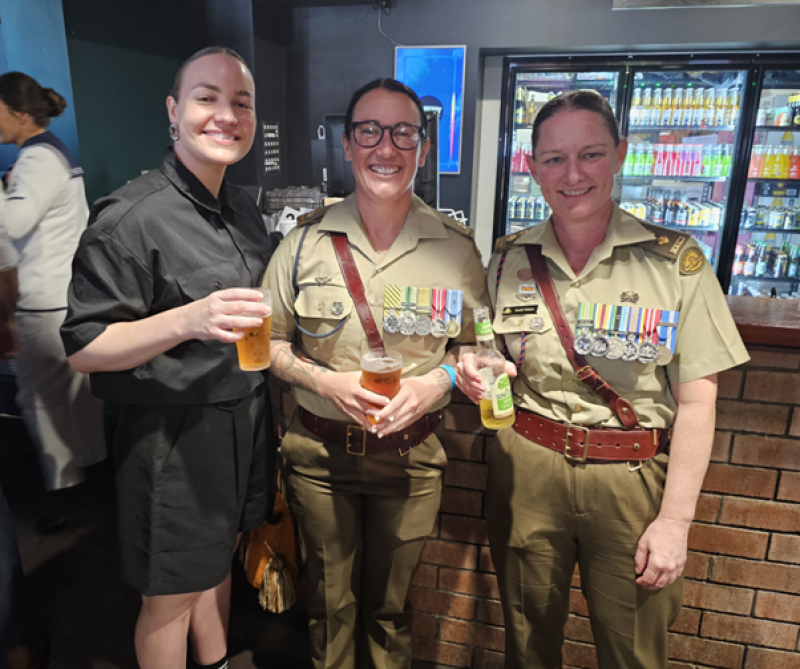 L to R - Ms Grace Haley (Senior DVA Representative – Darwin), MAJ Kate Thorne, CSM (OC 101 Fd Wksp Coy), LTCOL Sarah Nielsen (CO 1 CSSB)